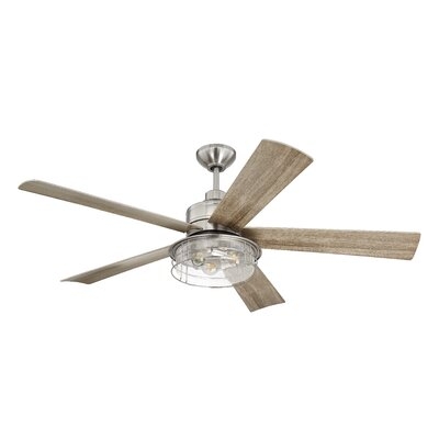 Garrick 56" 5 - Blade Outdoor LED Standard Ceiling Fan with Remote Control and Light Kit Included - Image 0