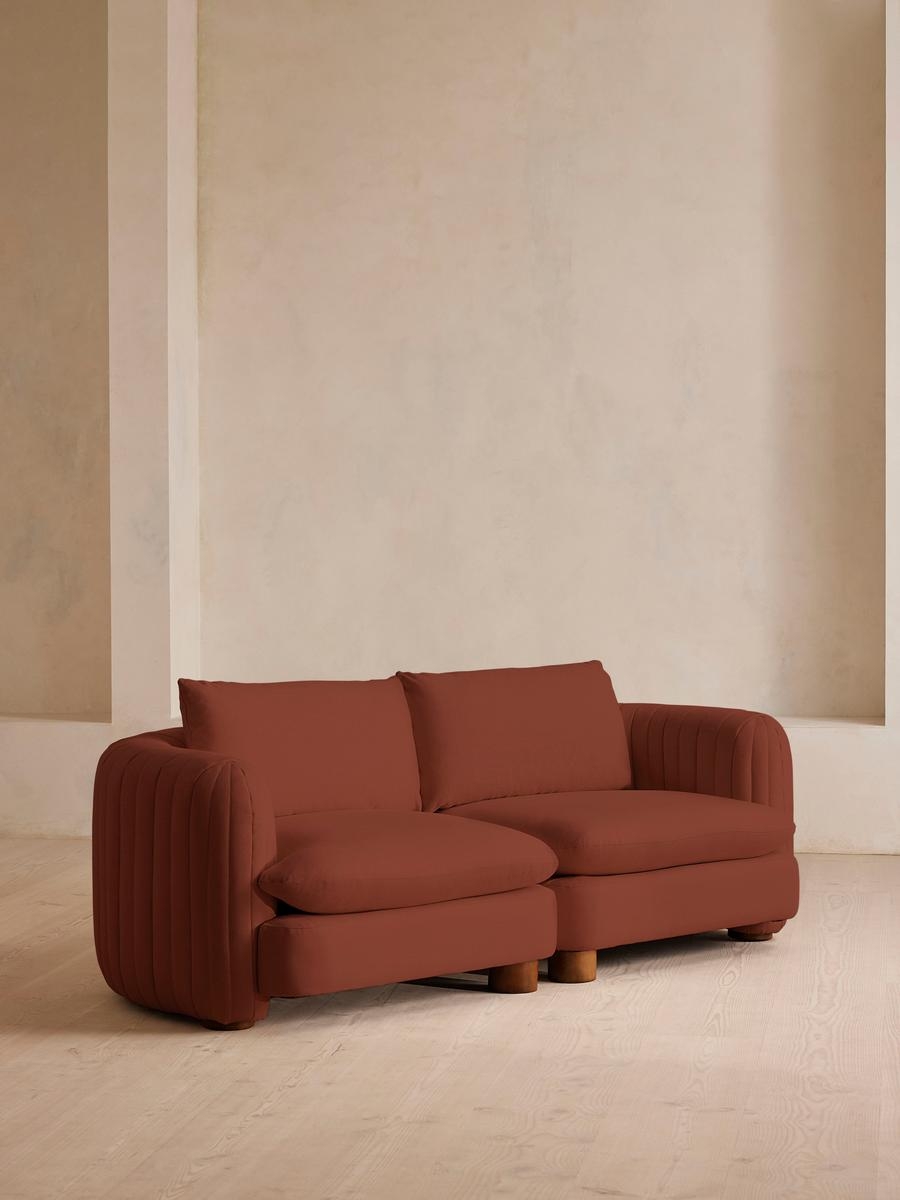 Vivienne Deeper Sit Sectional Sofa, Three Seater, Linen, Sienna, US - Image 0