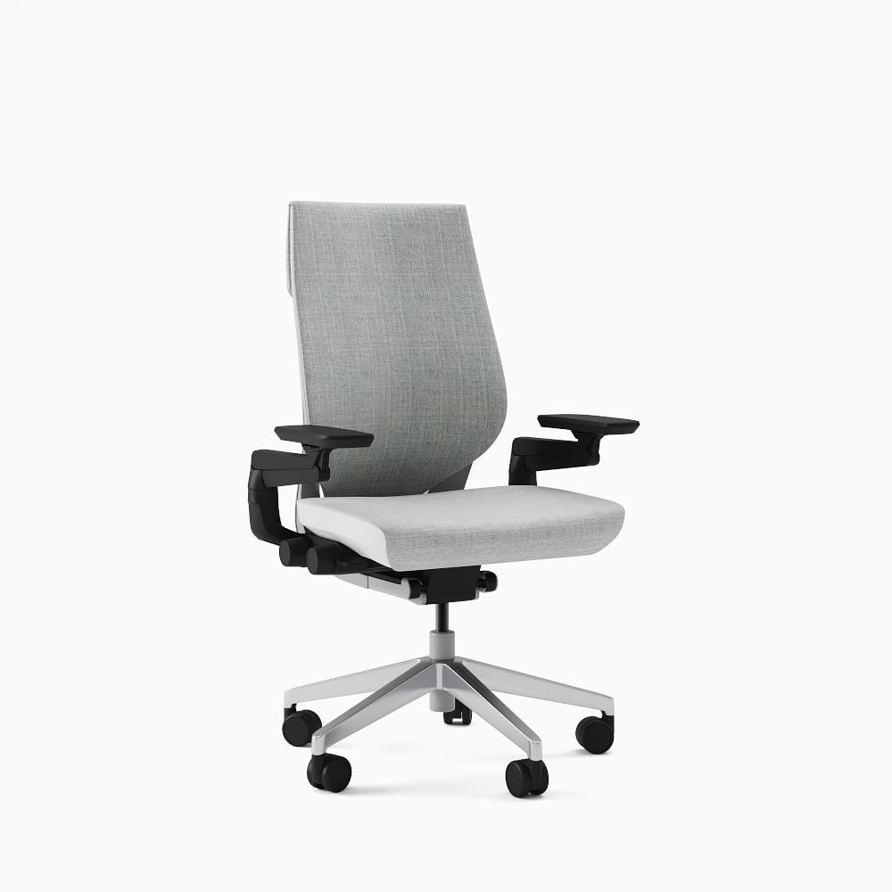 Steelcase Gesture Armed Task Chair With Lumbar, Soft Casters, Platinum & Seagull Frame, Remix, Concrete - Image 0
