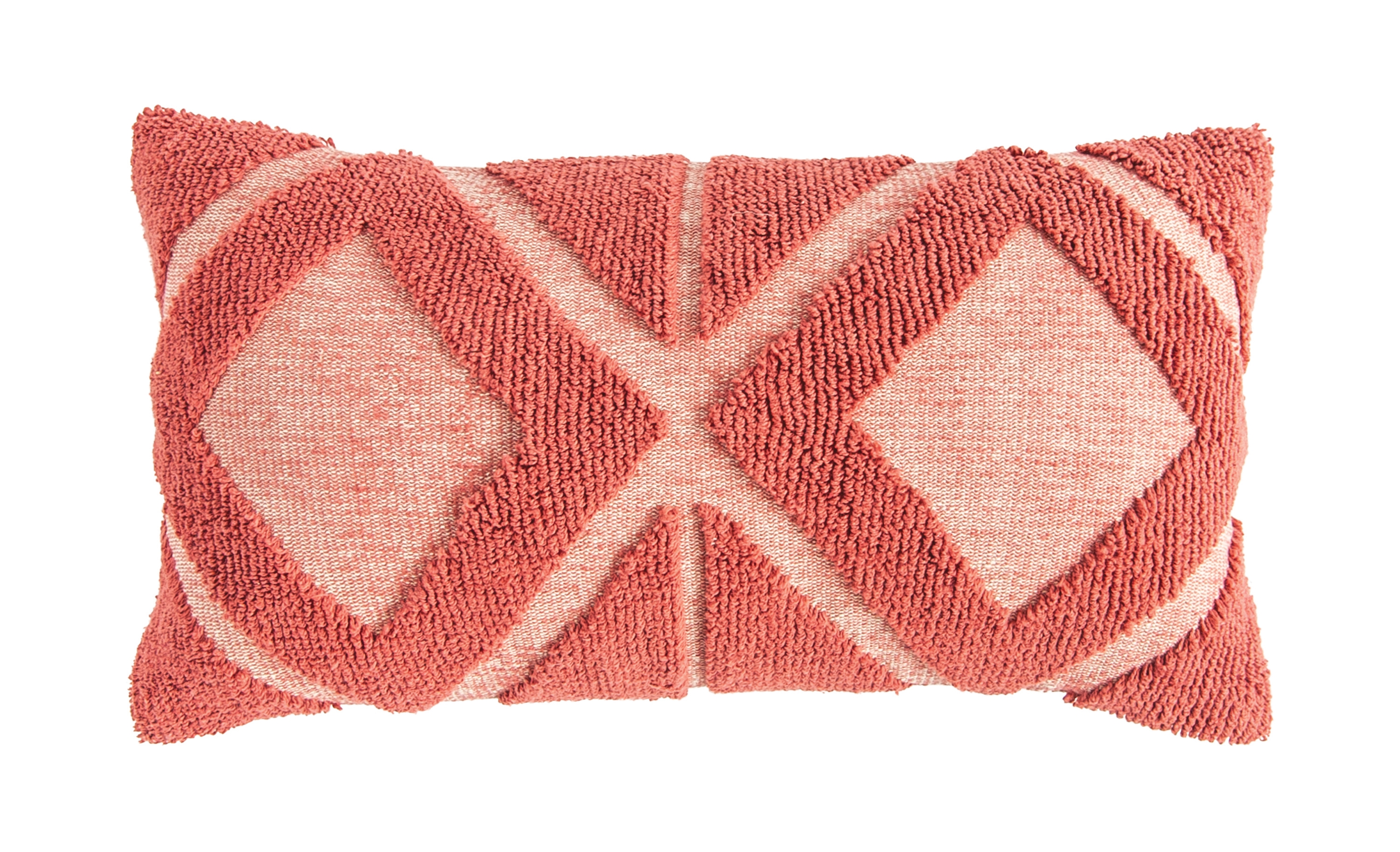 Coral Cotton Blend Chenille Lumbar Pillow - Image 0