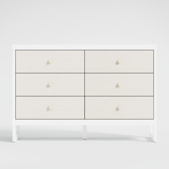 Arlyn Two-Tone White Wood 6-Drawer Kids Dresser - Image 0