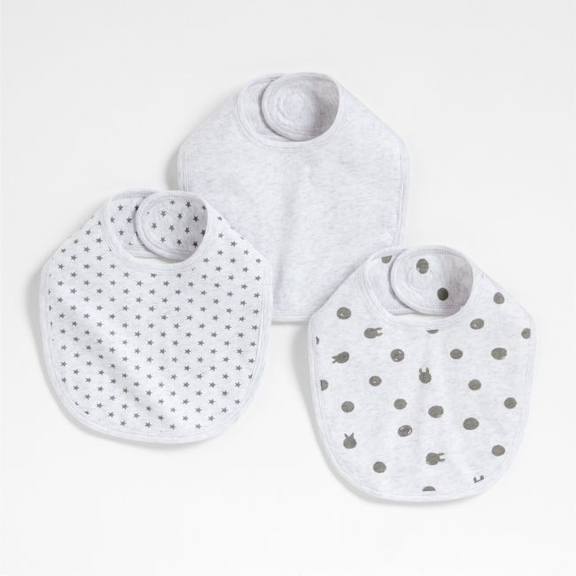 Baby's First Organic Jersey Grey Baby Bibs, Set of 3 - Image 0