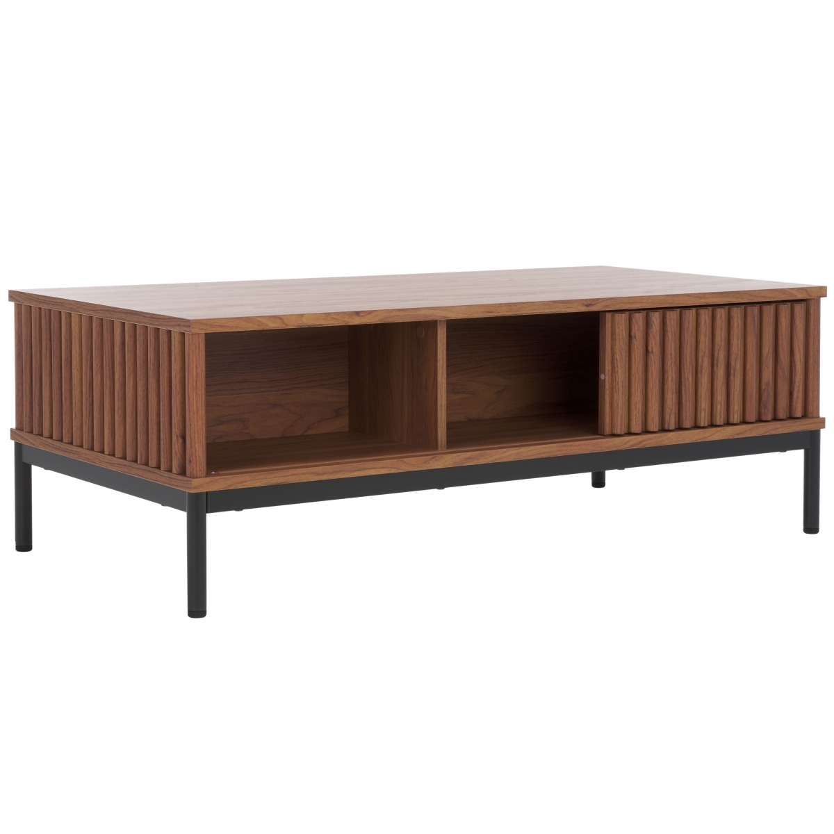 Lylia 2 Door Coffee Table - Walnut / Black - Safavieh - Image 6