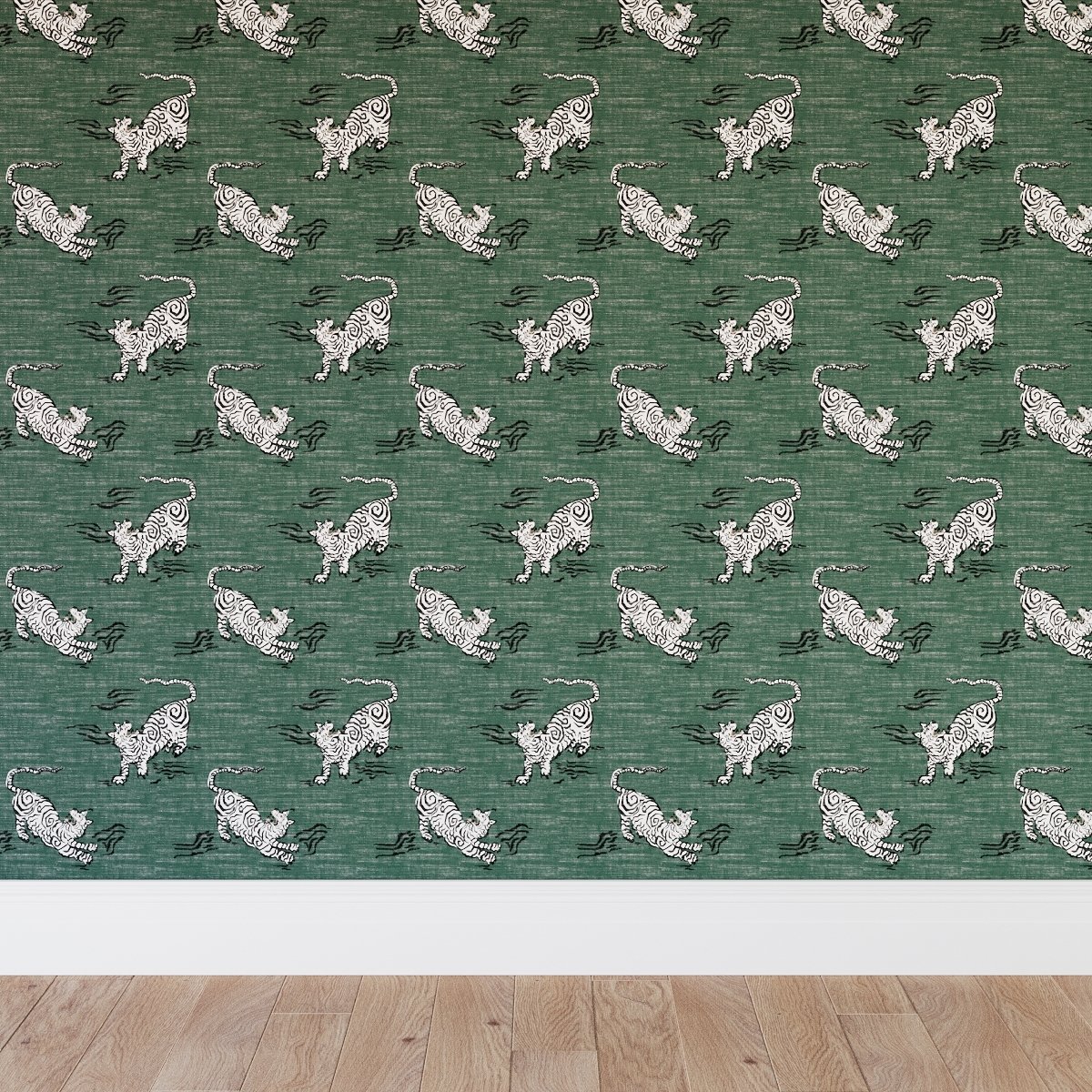 Peel and Stick Wallpaper Roll, Emerald Tigresse - Image 0