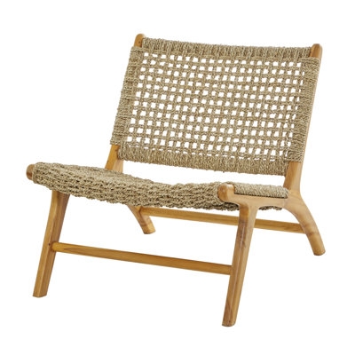 Shireen Contemporary Teak Wood Woven Accent Chair