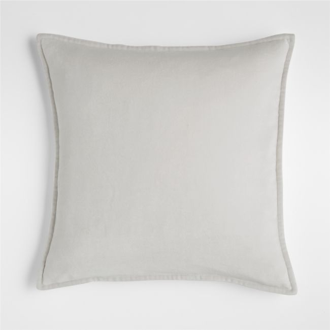 Light Grey 20"x20" Washed Cotton Velvet Throw Pillow Cover - Image 0