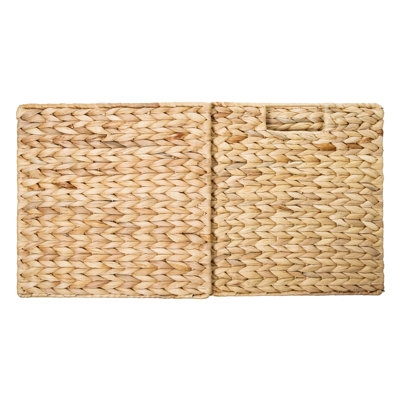 Hyacinth Foldable Storage Wicker Basket with Iron Wire Frame (set of 2) - Image 1