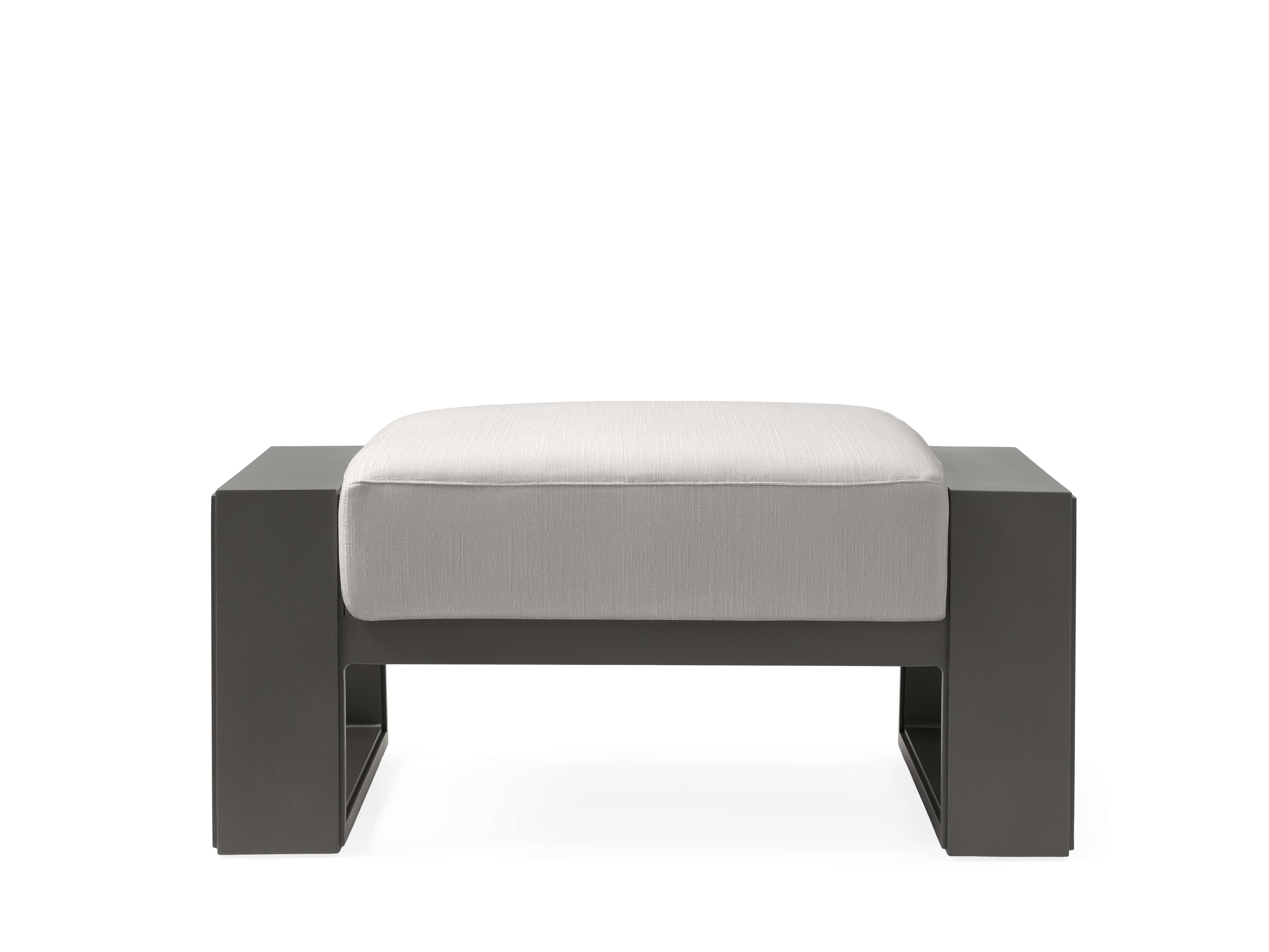 Canyon Outdoor Ottoman Aluminum in Gray  Starboard Snow - Image 0