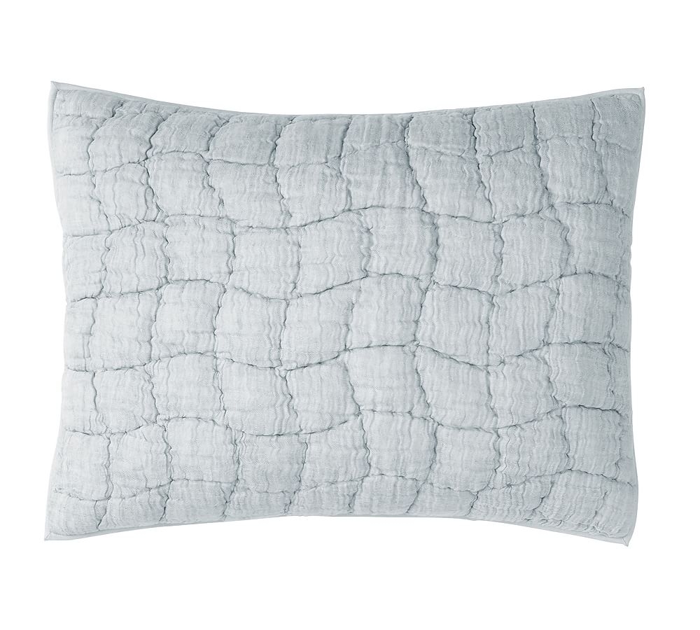Cloud Handcrafted Cotton/Linen Quilted Sham, Standard, Chambray - Image 0