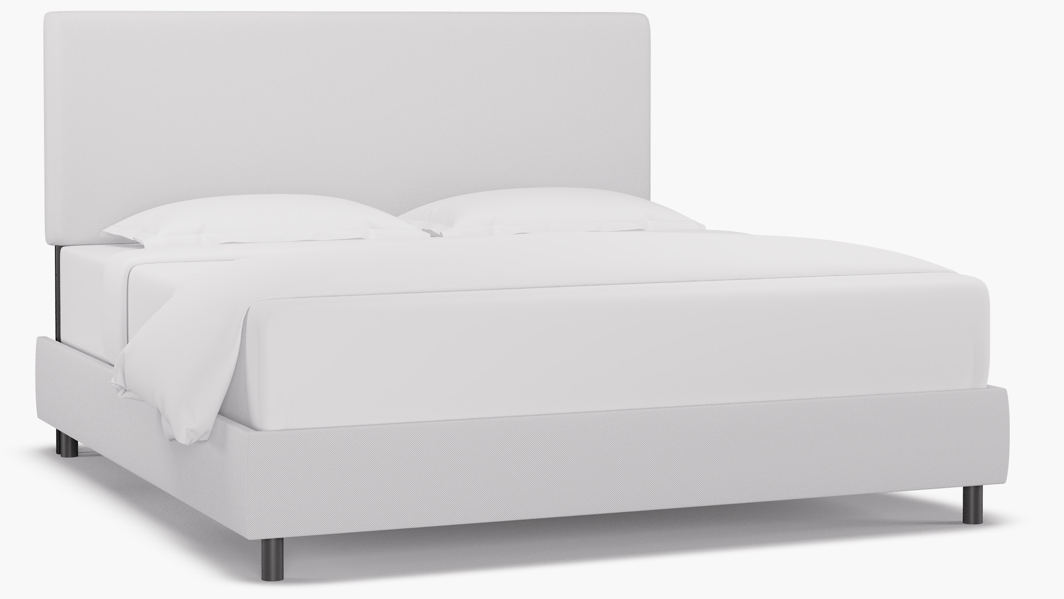 Square Back Bed, White Twill, King - Image 1