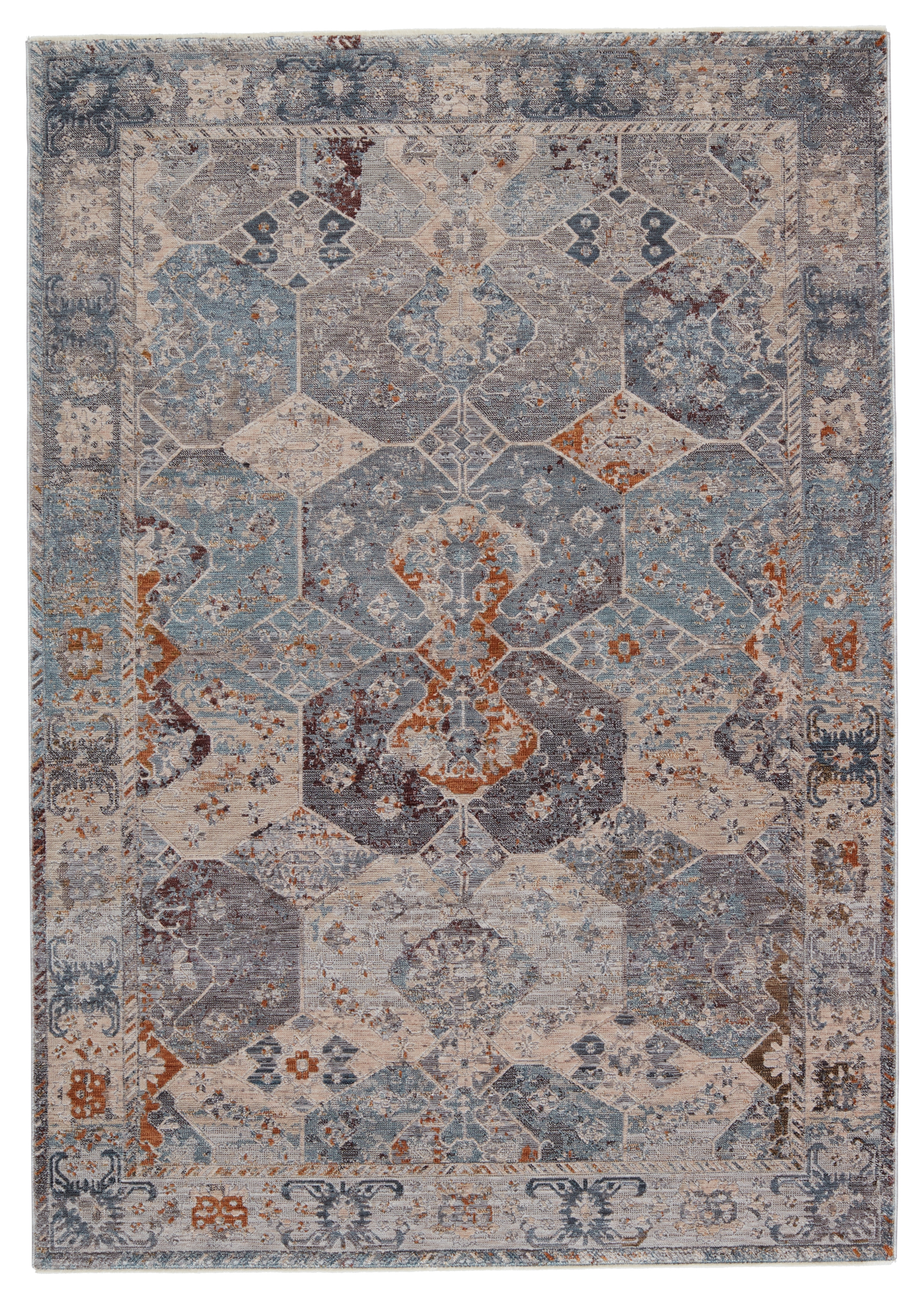 Thessaly Medallion Blue/ Gray Area Rug (5'X8') - Image 0