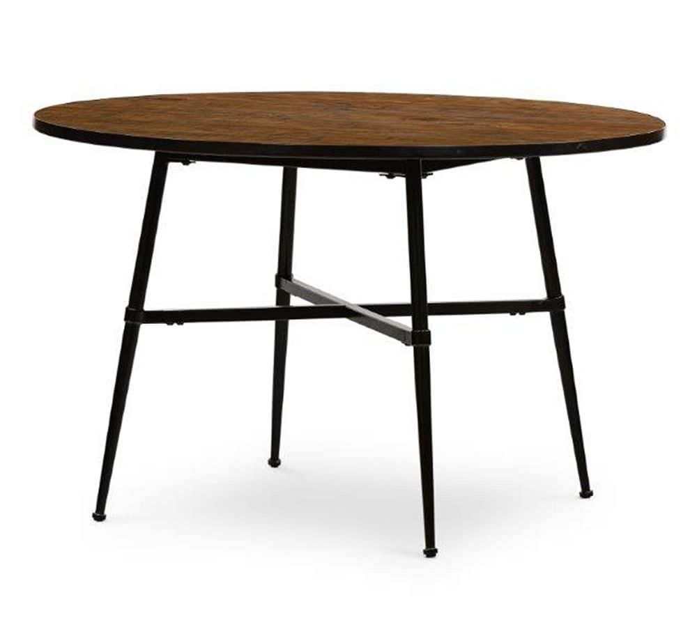 Juno Reclaimed Wood Round Dining Table, Dark Bronze - Image 0