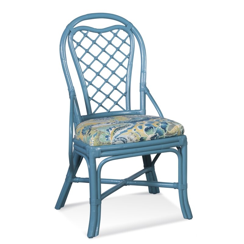 Braxton Culler Trellis Upholstered Dining Chair (Set of 2) Upholstery Color: Blue, Frame Color: Java - Image 0