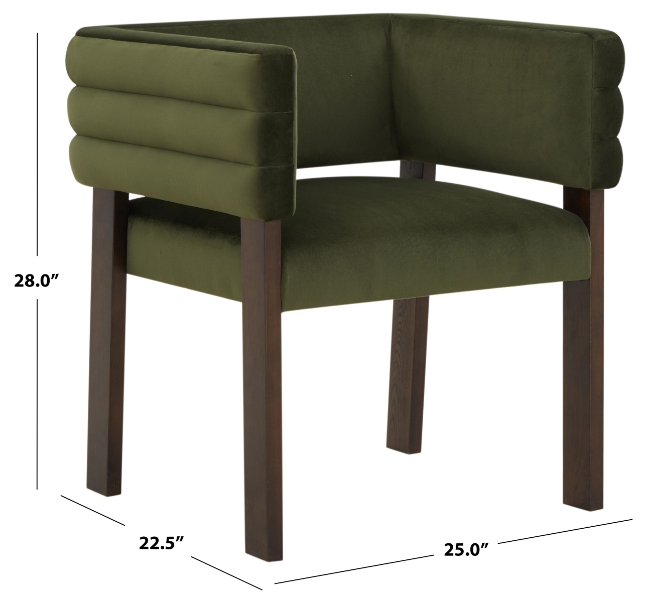 Phineus Velvet Dining Chair - Forest Green/Walnut - Image 5