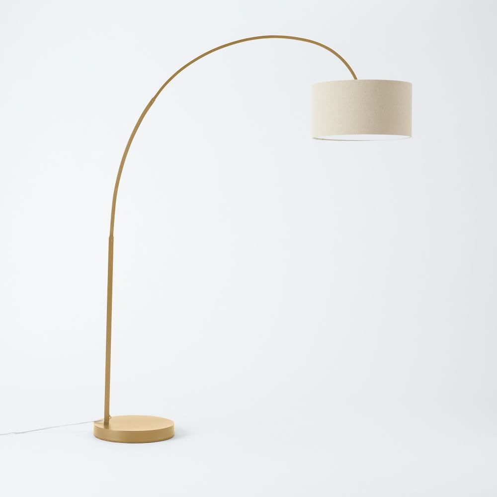 Overarching Floor Lamp Floor Lamp Antique Brass Natural Linen (79") - Image 0
