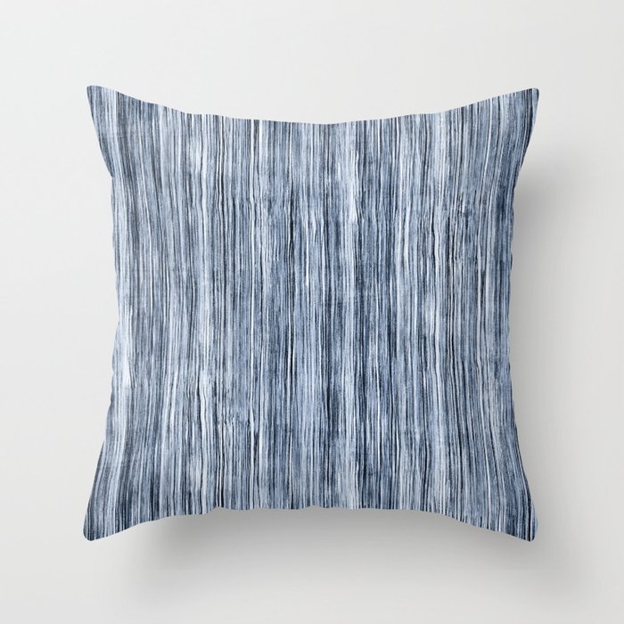Blue Watercolor Wood Grain Stripe Couch Throw Pillow by Becky Bailey - Cover (20" x 20") with pillow insert - Indoor Pillow - Image 0