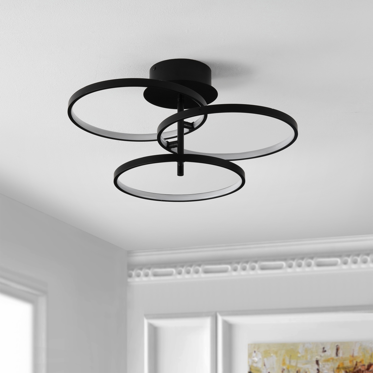 Saretta Led 21" Flush Mount - Matte Black - Safavieh - Image 1