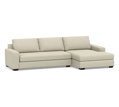 Big Sur Square Arm Upholstered Left Arm Sofa with Double Chaise Sectional and Bench Cushion, Down Blend Wrapped Cushions, Chenille Basketweave Oatmeal - Image 0