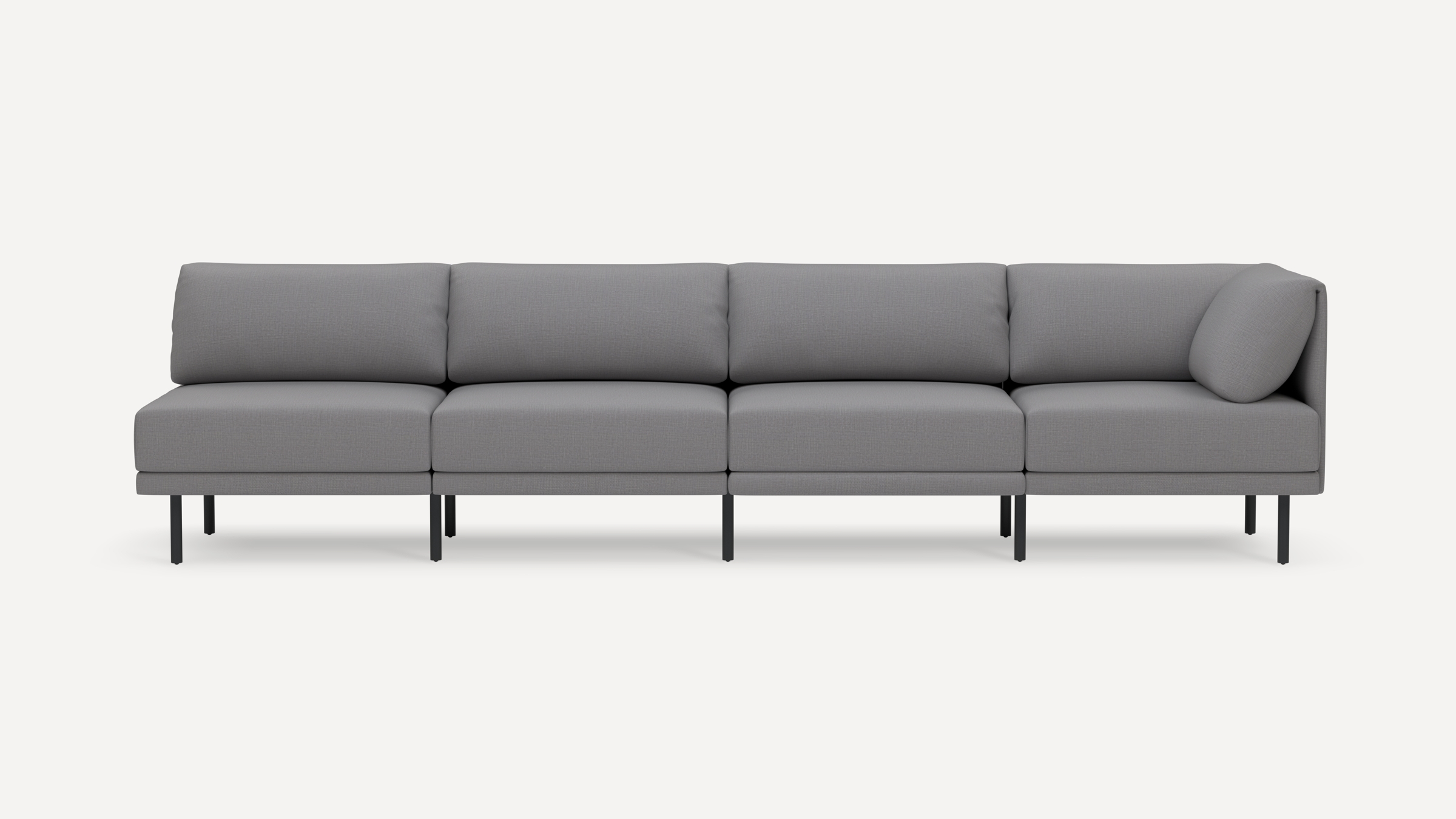 Range 4-Piece One Arm Sofa - Stone Grey - Performance Flatweave / Black - Metal - Image 0