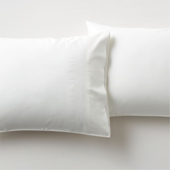 Organic Cotton Sateen 520 Thread Count Ivory Standard Pillowcases Set of 2 - Image 0