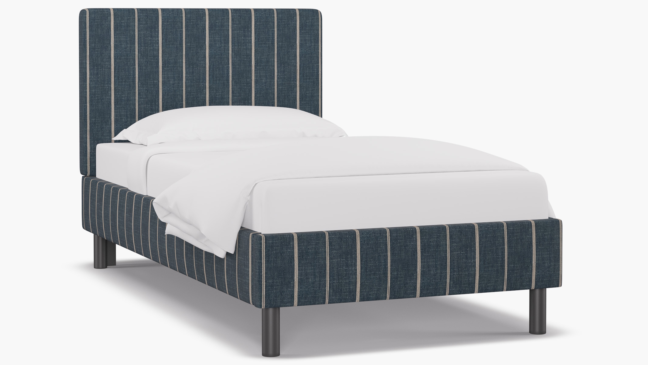 Tailored Platform Bed, Indigo Fritz, Twin - Image 1