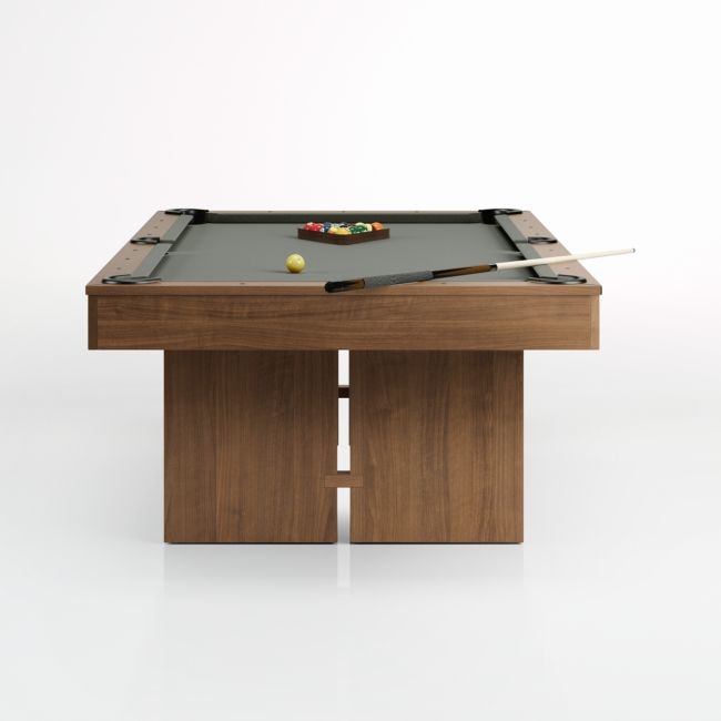 Grey and Walnut Pool Table with Wall Rack and Accessories - Image 0