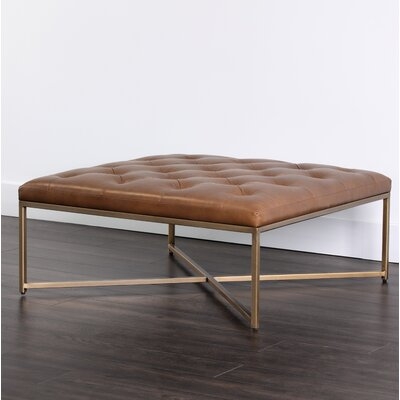 Wynonna Square Leather Tufted Cocktail Ottoman - Image 0