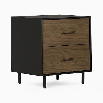 Oak Wood Wrapped 21" 2-Drawer Nightstand - Image 1