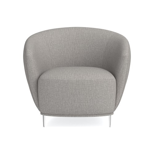 Alexis Pleated Chair, Standard Cushion, Perennials Performance Melange Weave, Fog, Polished Nickel - Image 0