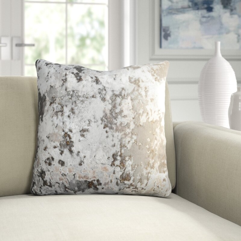 Aviva Stanoff Design Crushed Velvet Throw Pillow Color: Ombre Smolder On Taupe - Image 0