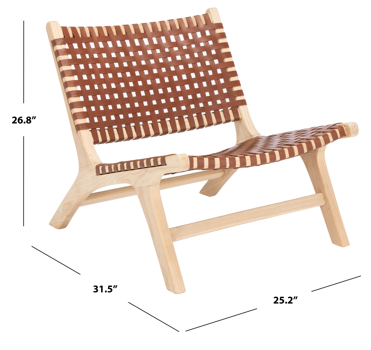 Luna Accent Chair - Cognac / Natural - Safavieh - Image 9