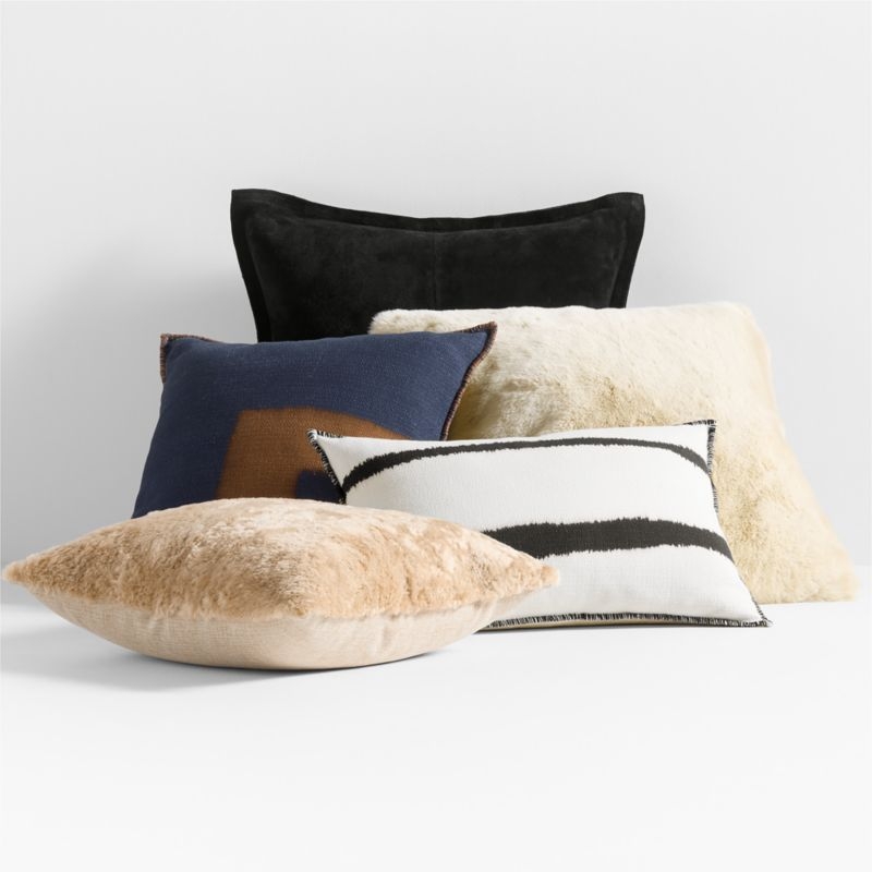 Hyde Pieced Suede 23x23 Smoky Black Throw Pillow with Down-Alternative Insert - Image 4