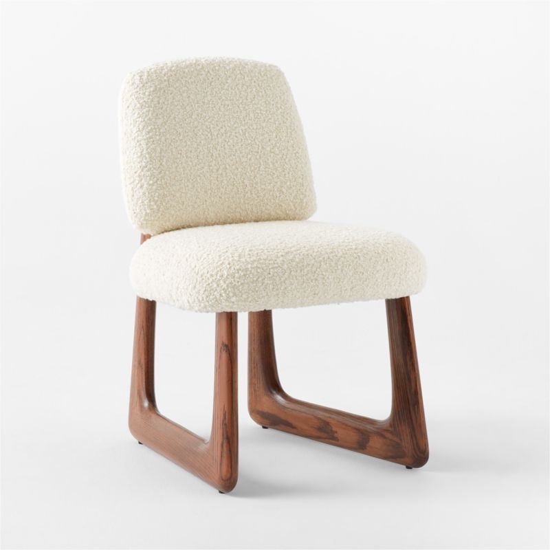 Pula Warm White Boucle Armless Dining Chair Set of 4 - Image 4