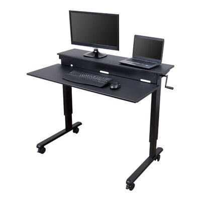 Crank Adjustable Two Tier Standing Desk With Heavy Duty Steel Frame - Image 0