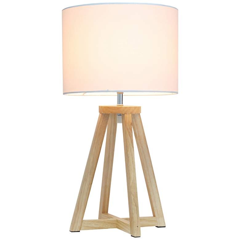Simple Designs 19 1/4" Natural Wood and White Modern Accent Table Lamp - Image 2