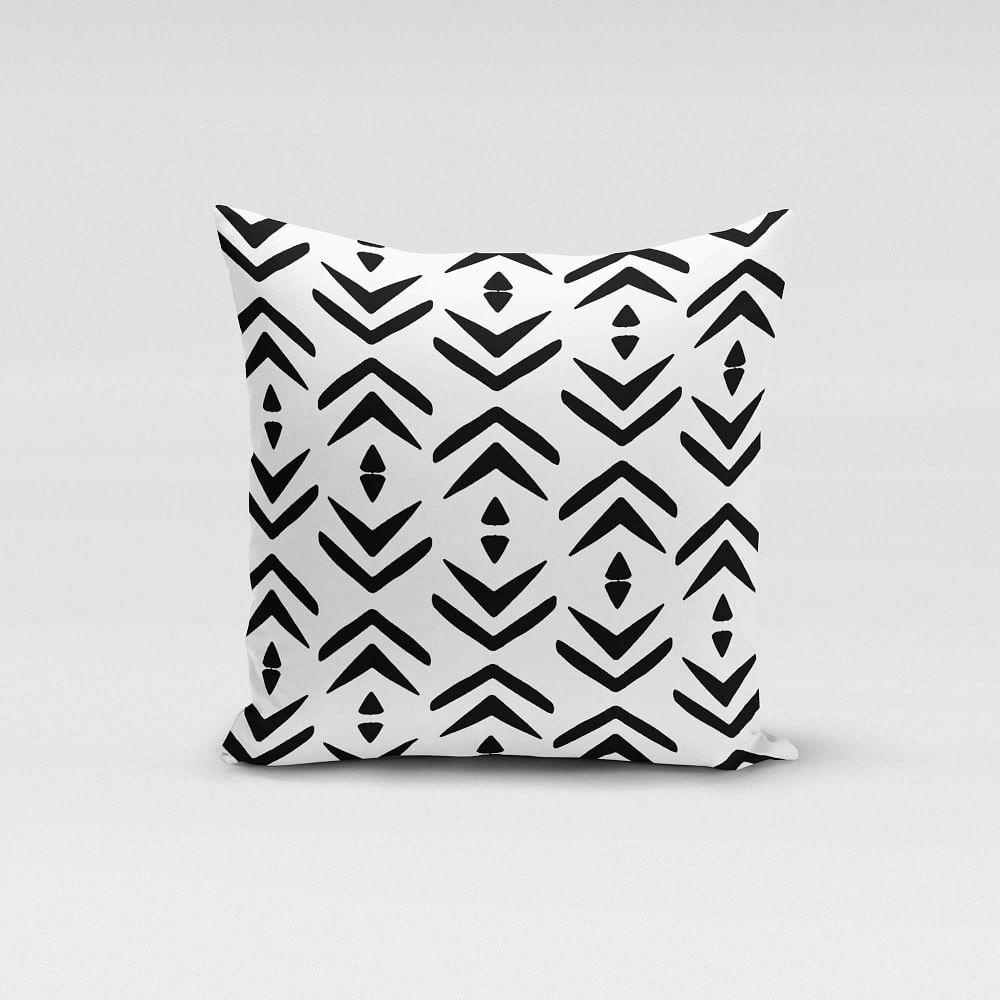 Rochelle Porter Design Arrow Velvet Pillow Cover, Velvet & Linen, Black & White, 18"x18" - Image 0