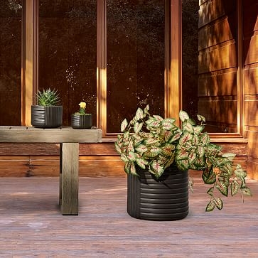 Cecilia Indoor/Outdoor Tabletop Planters, Small, White, Earthenware - Image 1