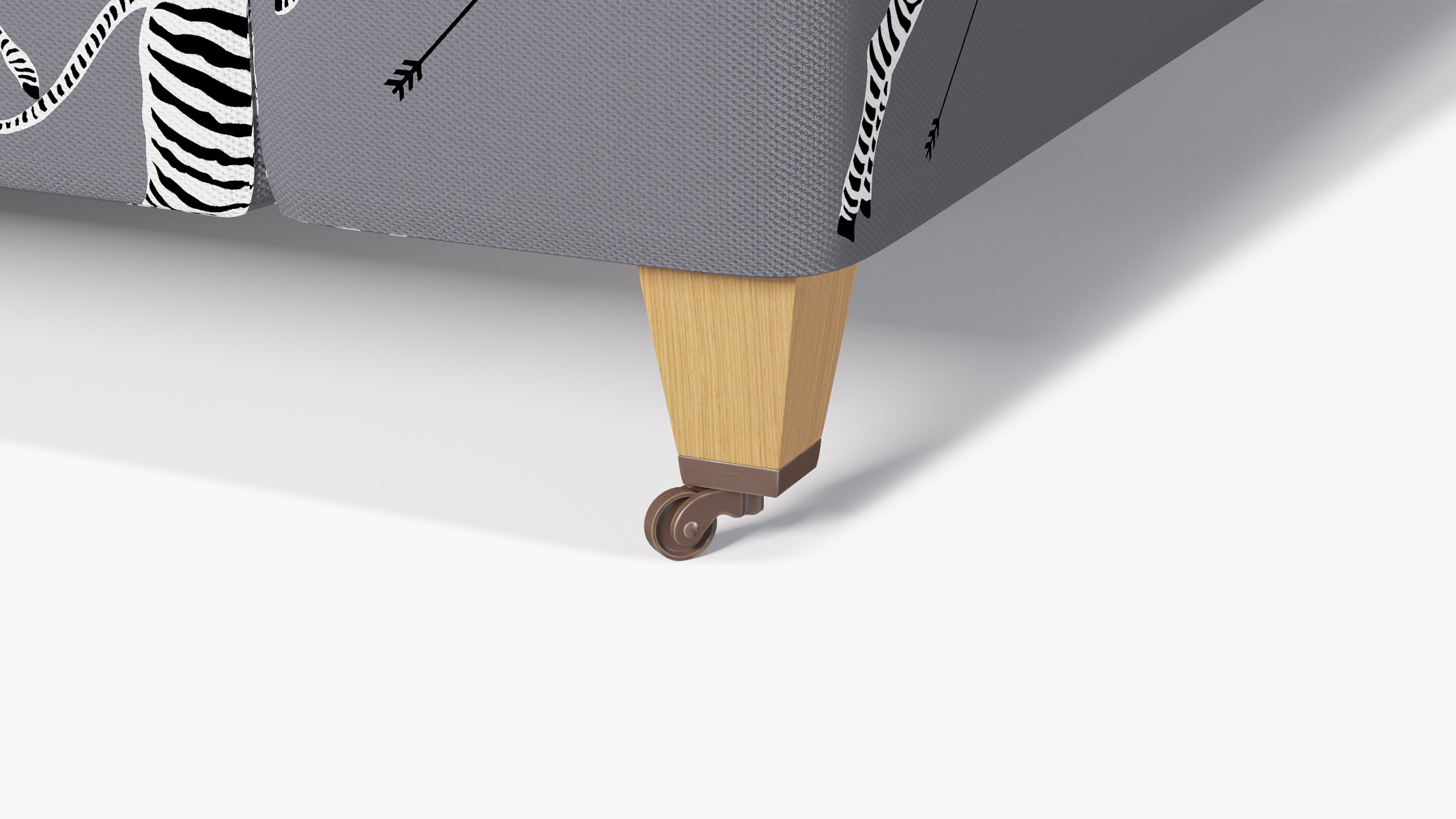 Classic Sofa, Slate Zebra, Natural with Antique Brass Caster - Image 1