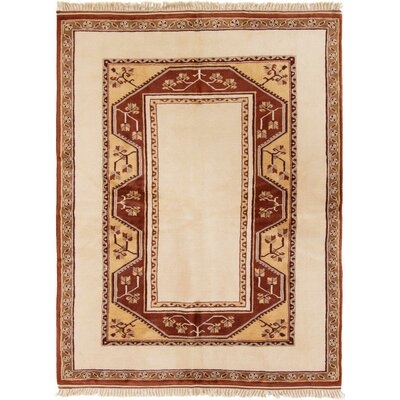 One-of-a-Kind Danuel Hand-Knotted 2010s Anatolian Beige 6'1" x 8'5" Wool Area Rug - Image 0