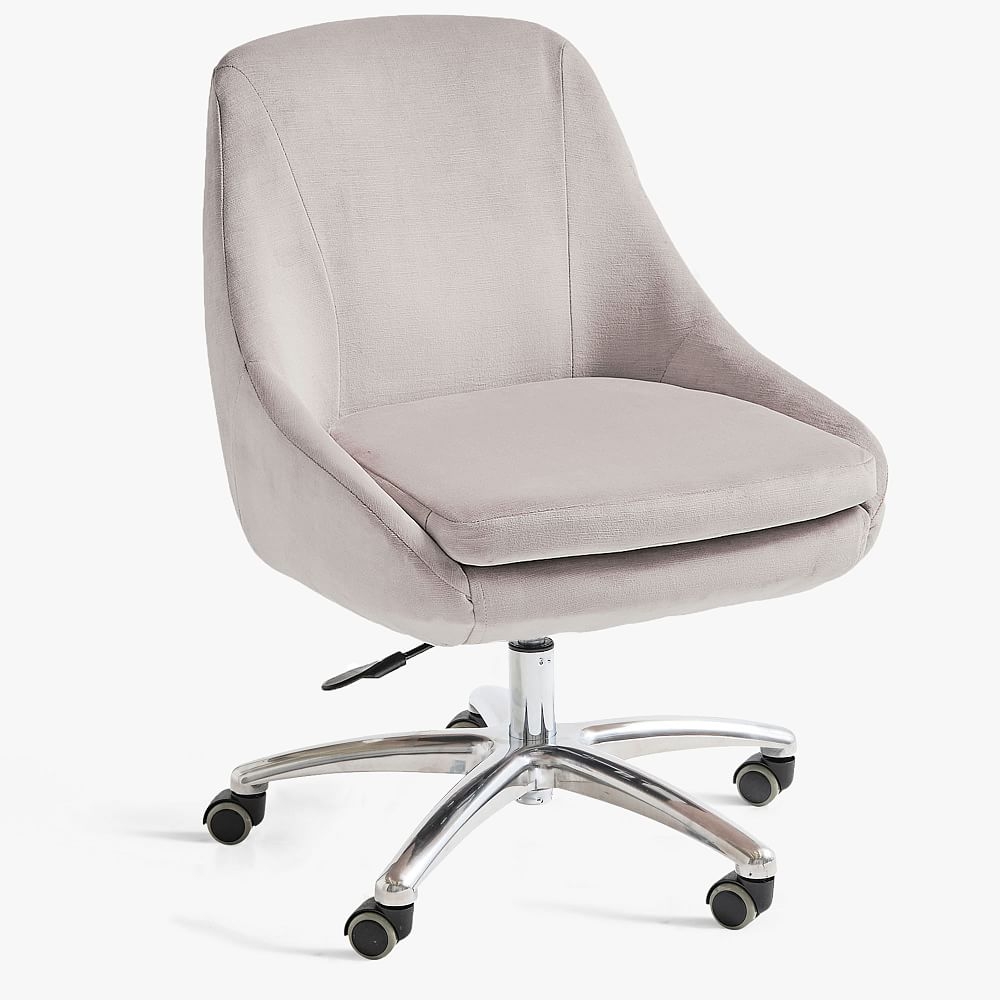 Mathis Swivel Desk Chair, Performance Everyday Velvet Gray - Image 0