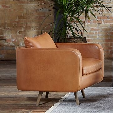 Round Back Leather Swivel Chair, Haven Tobacco - Image 1