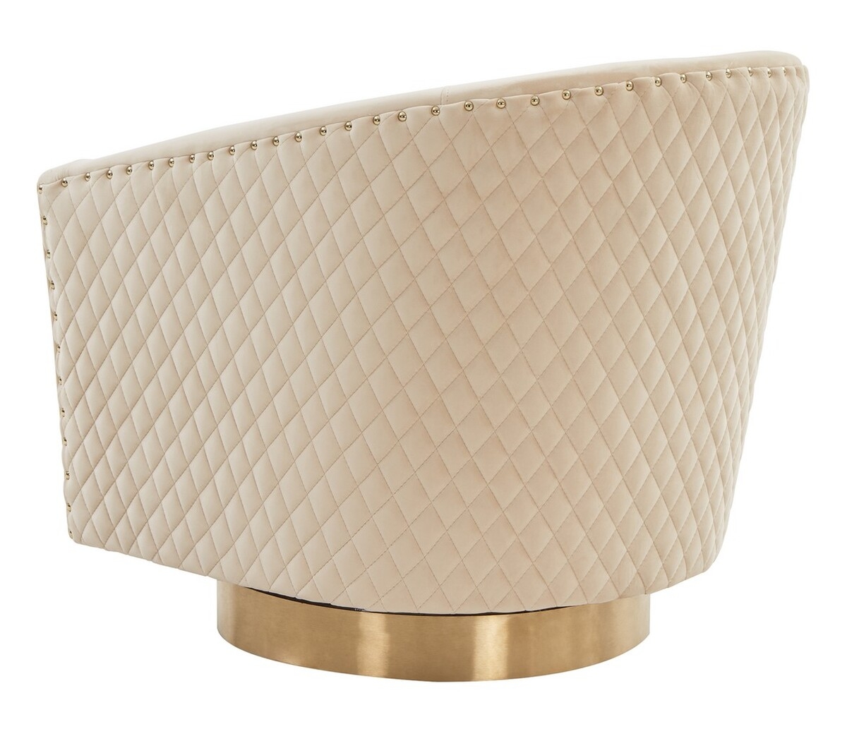 Clara Quilted Swivel Tub Chair - Cream - Image 4