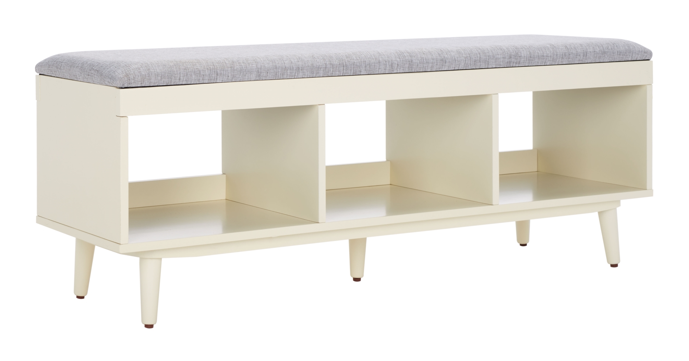 Cricket Open Shelf Bench With Cushion - Grey / Cream - Safavieh - Image 5