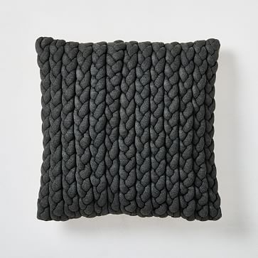 Braided Jersey Pillow Cover, Petrol, 20"x20", Set of 2 - Image 2