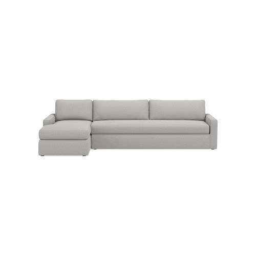 Ghent Square Arm Slipcovered Left 2-Piece L-Shape Sofa with Chaise, Down Cushion, Perennials Performance Chnl Wv Gray - Image 0