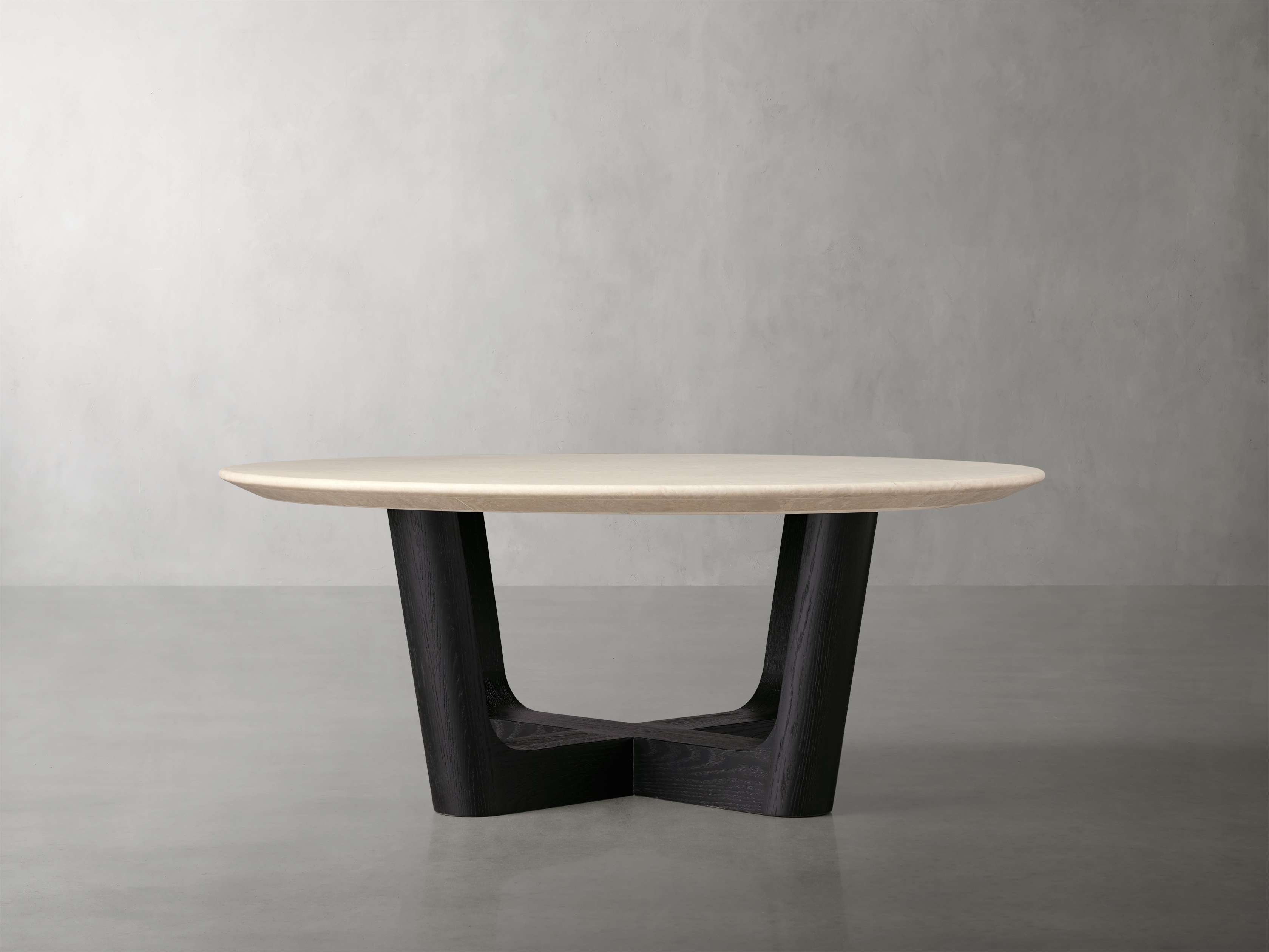 Saint Germain Round Coffee Table with Rennes Base Stone in Natural  Cream Marble/Ebony 36" - Image 0