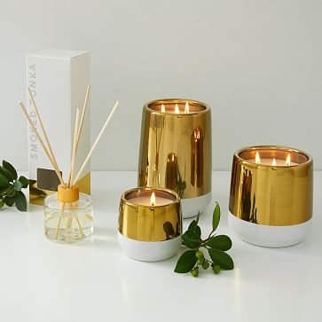 White + Gold Candle, Small - Image 1