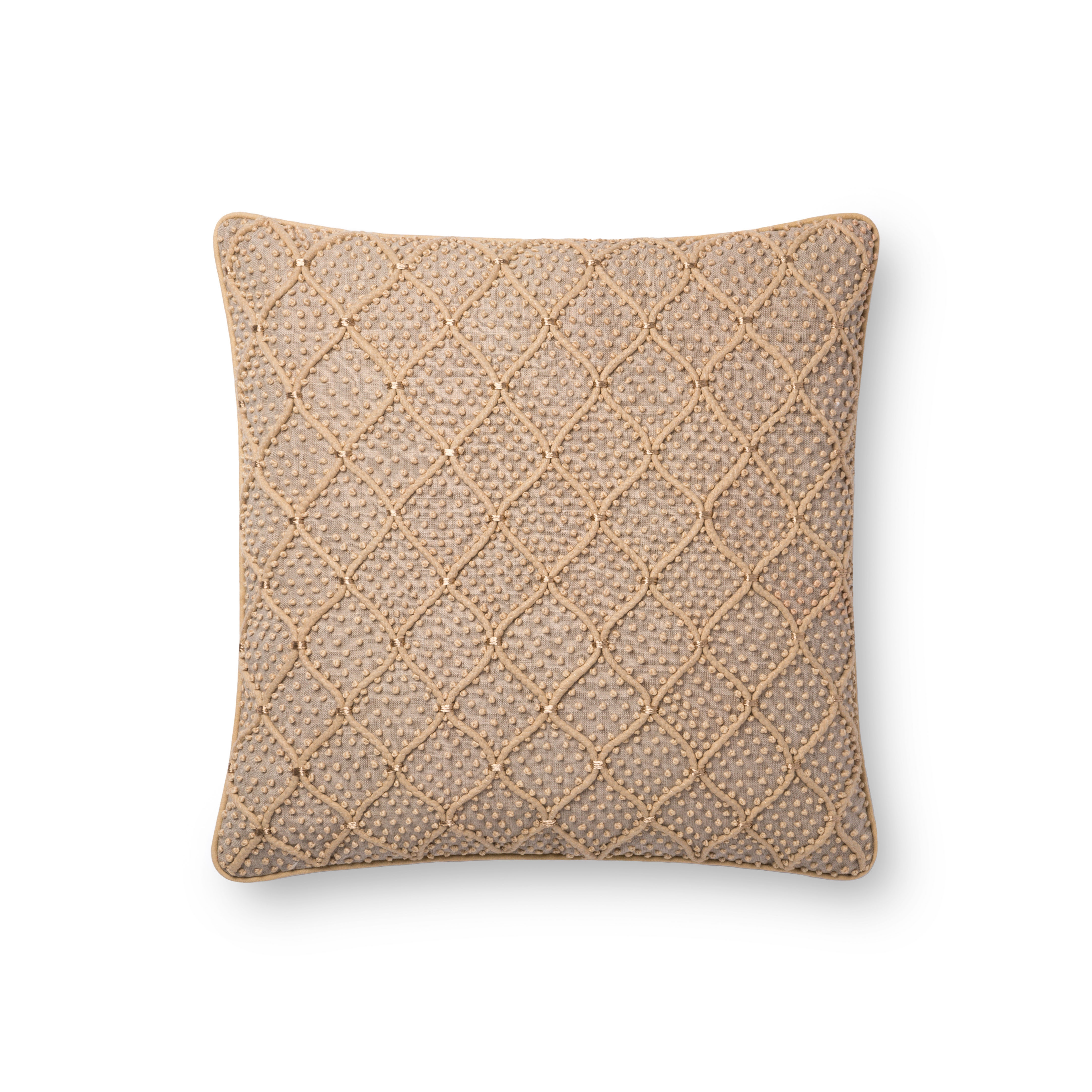 Loloi Pillows Natural / Gold 18 " x 18" Cover w/Down - Image 0