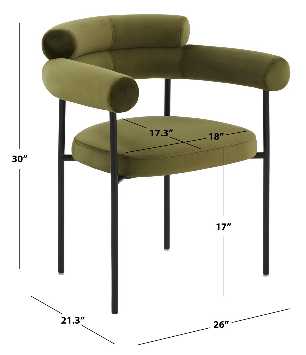 Jaslene Curved Back Dining Chair - Olive Green/Black - Image 5