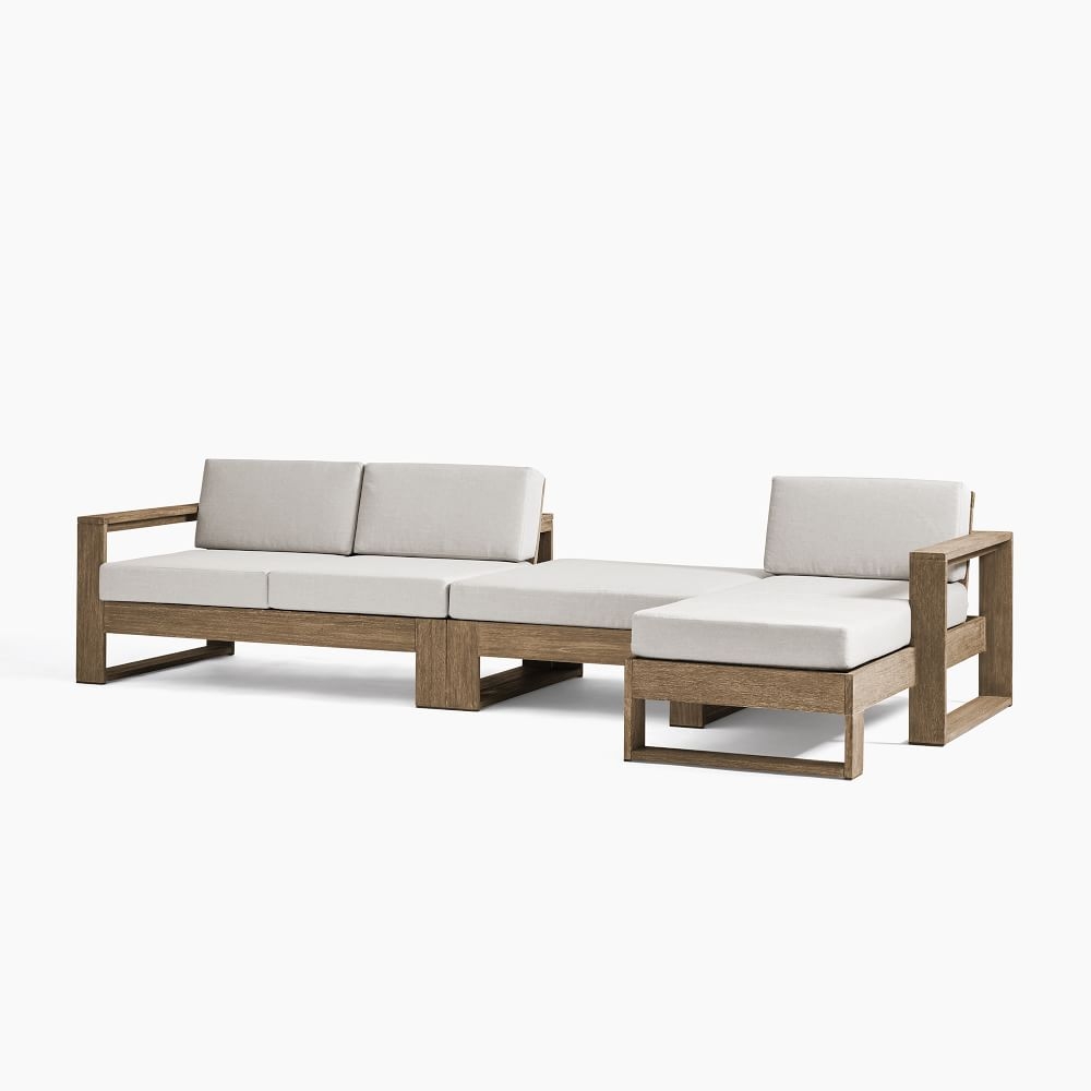Portside 3 Pc Sectional Set 10: Left Arm Sofa + Xl Ottoman + Right Arm Chaise, Driftwood - Image 0